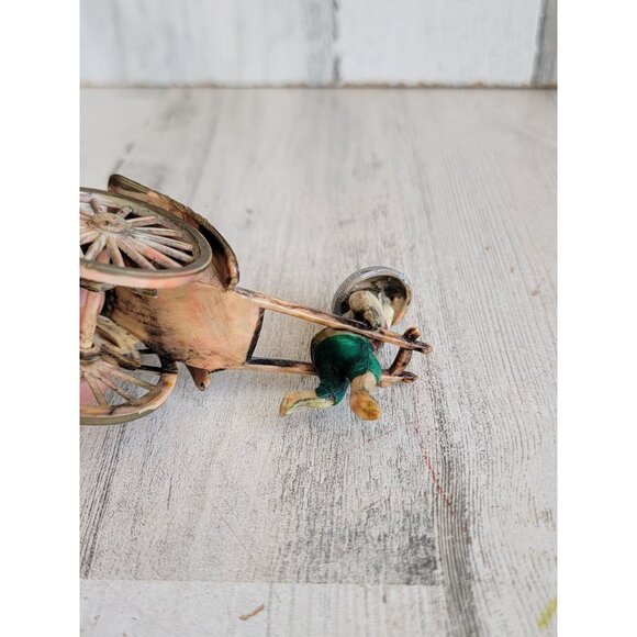 Vintage Japanese rickshaw celluloid pull cart unique home decor figure - Picture 8 of 8